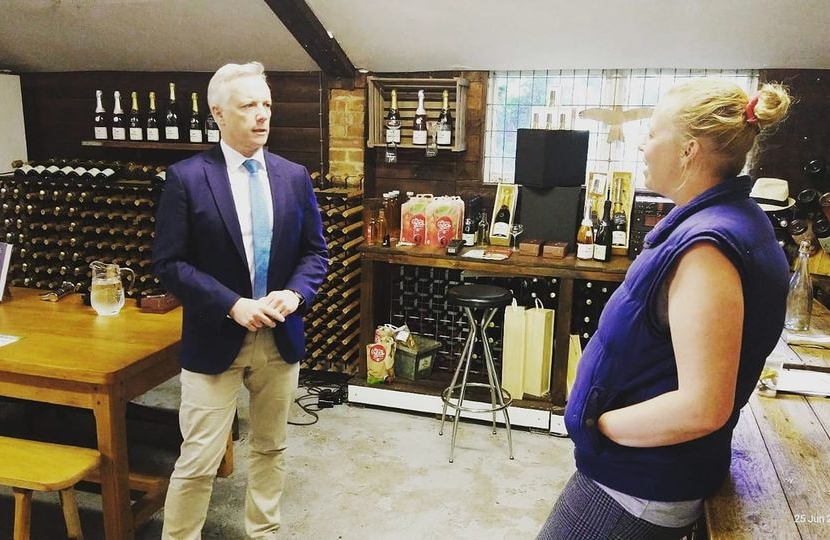 Rob Butler MP at Daws Hill Vineyard