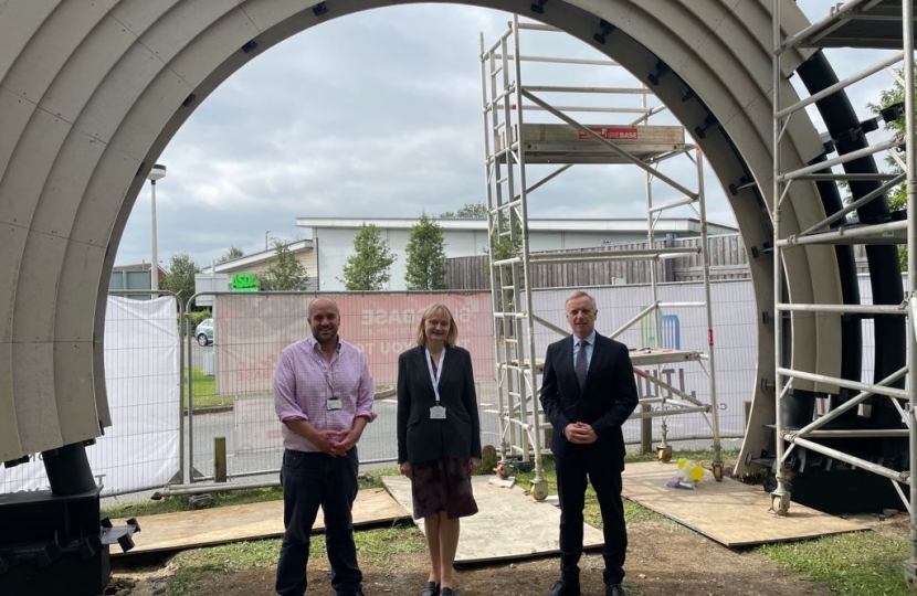 CEO of Buckinghamshire Healthcare Trust Neil Macdonald, CEO of Florence Nightingale Hospice Jo Turner, Rob Butler MP Photo: Blake Purchase 